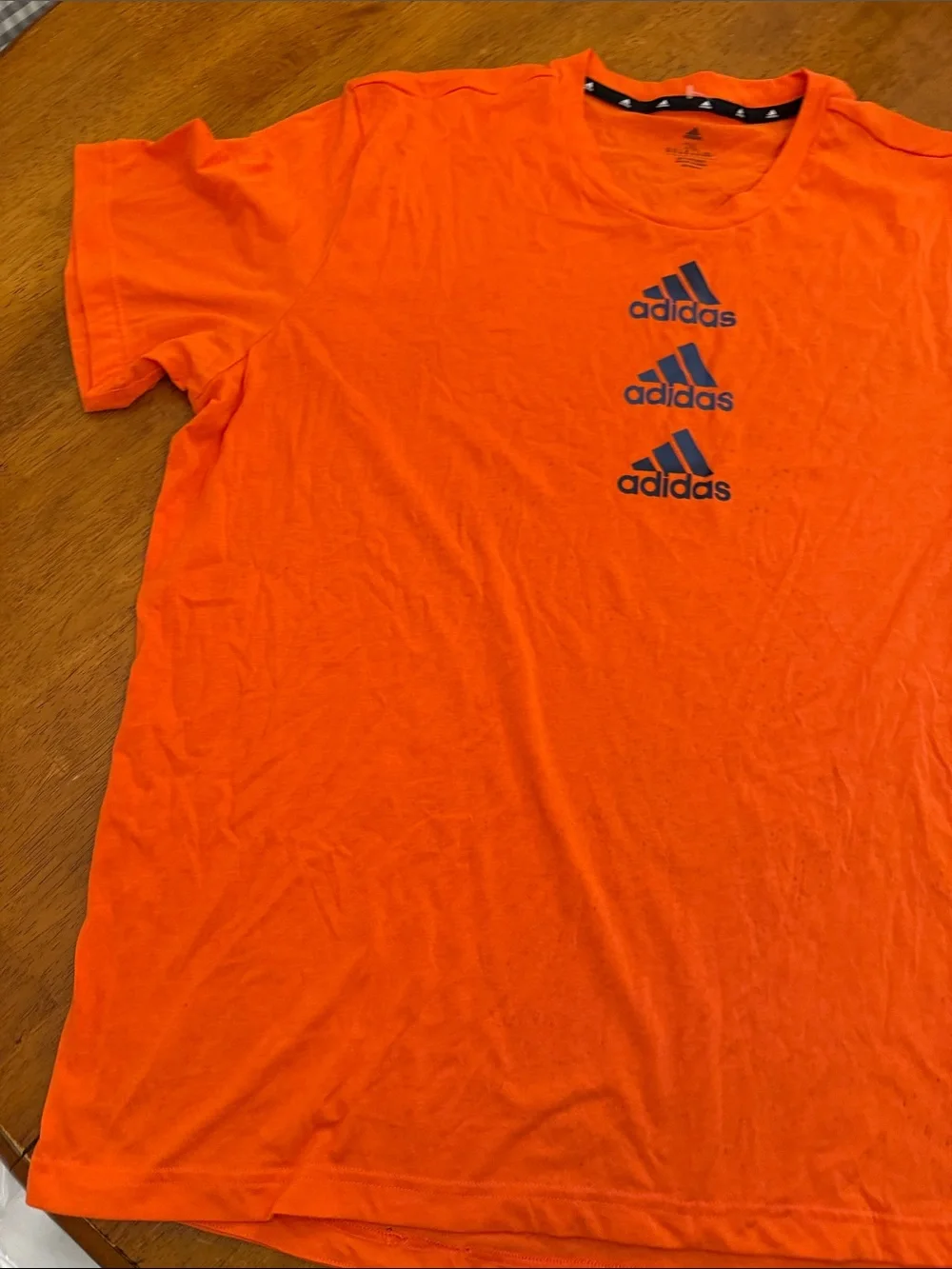 adidas Orange Short Sleeve Tee with Stacked Logo